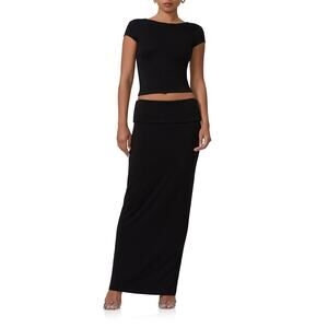 AFRM Esin Knit Maxi Skirt - M Noir
